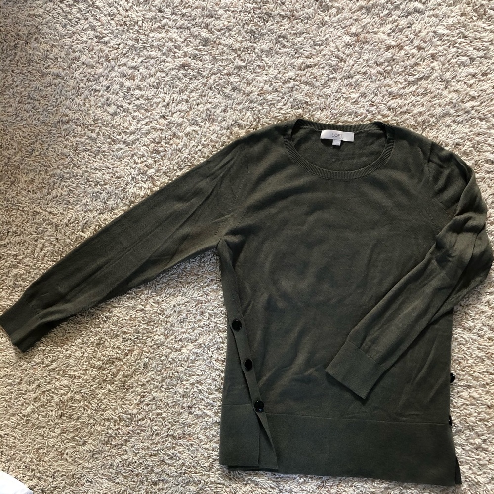 Size L Olive Green Loft Sweater (with buttons)